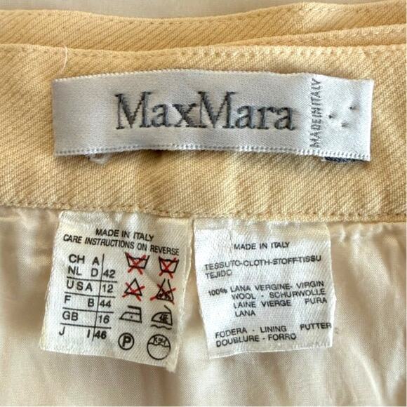 Vintage 1990s Max Mara Virgin Wool Skirt US 12 Cream Made In Italy Knee Length - Picture 2 of 6